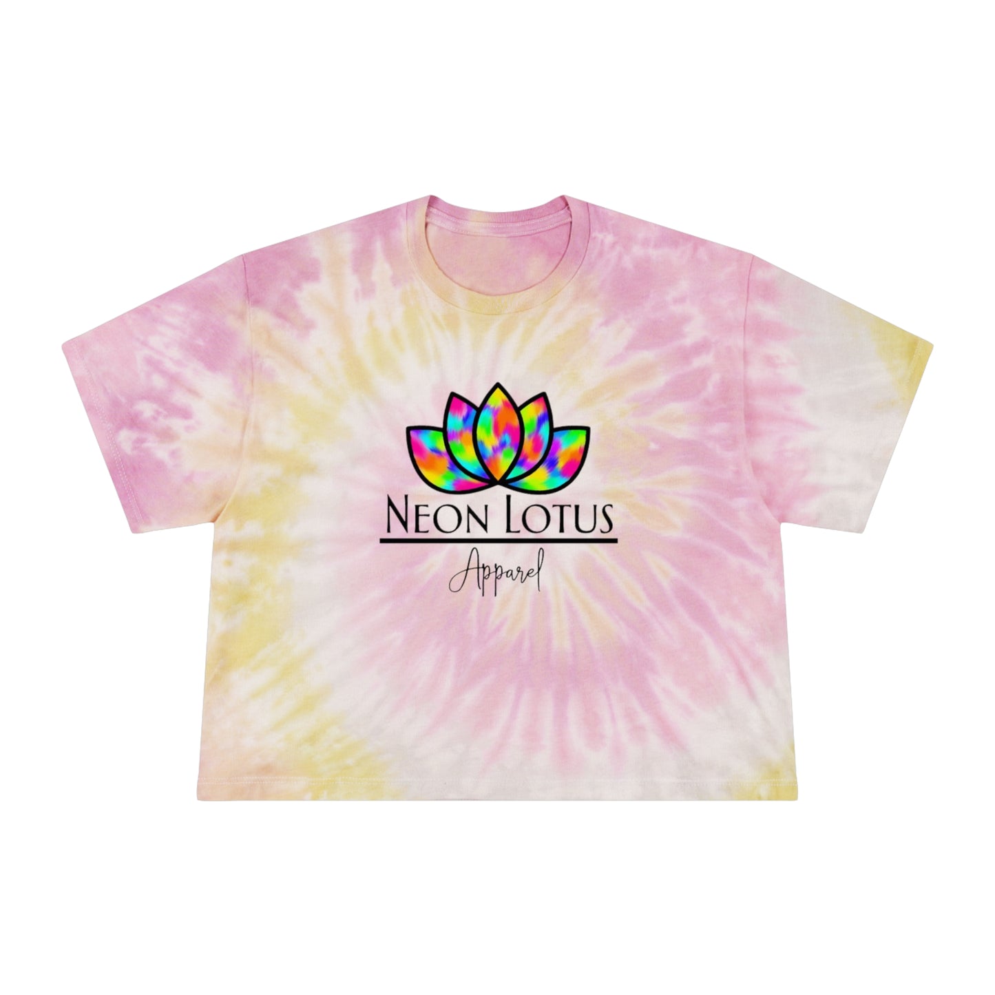 Neon Lotus Logo Tie Dye Crop T-shirt