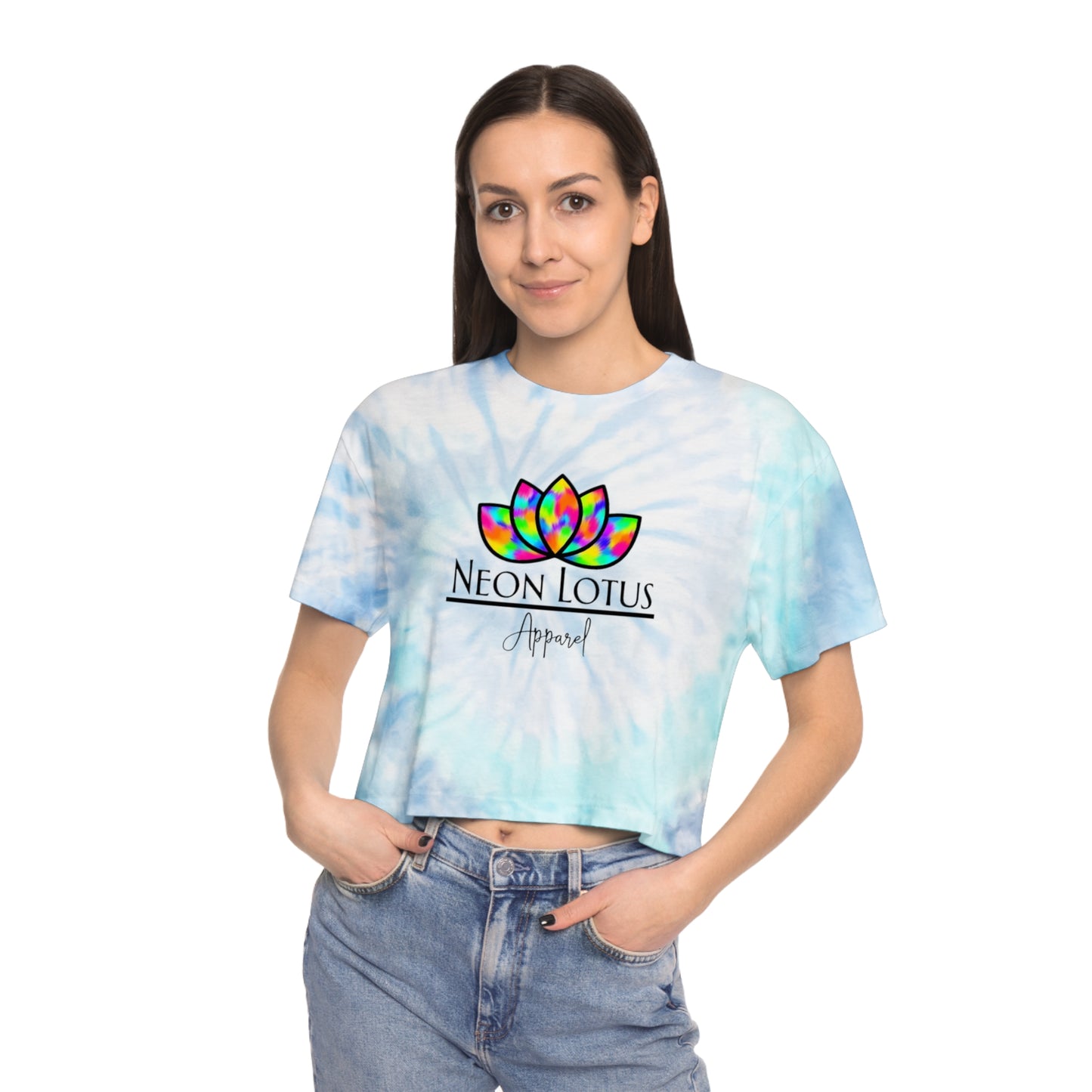 Neon Lotus Logo Tie Dye Crop T-shirt