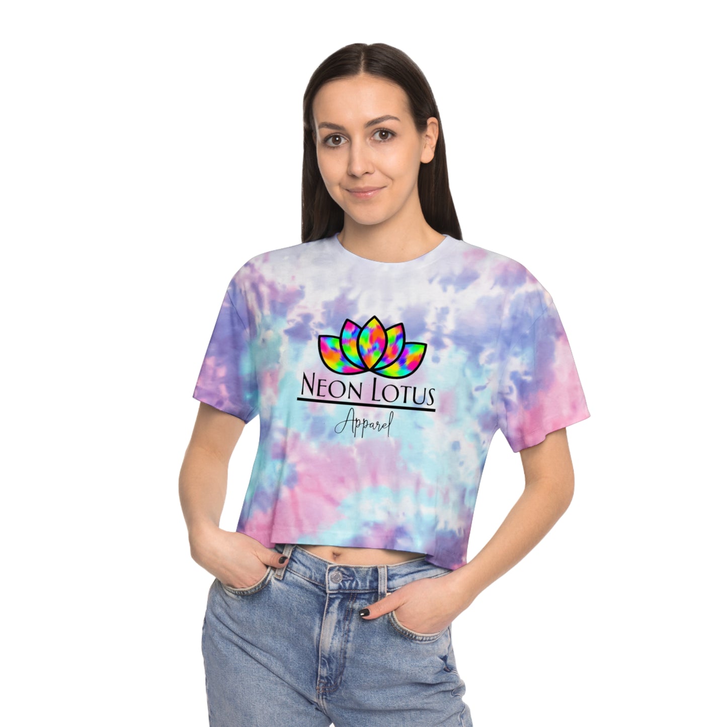 Neon Lotus Logo Tie Dye Crop T-shirt