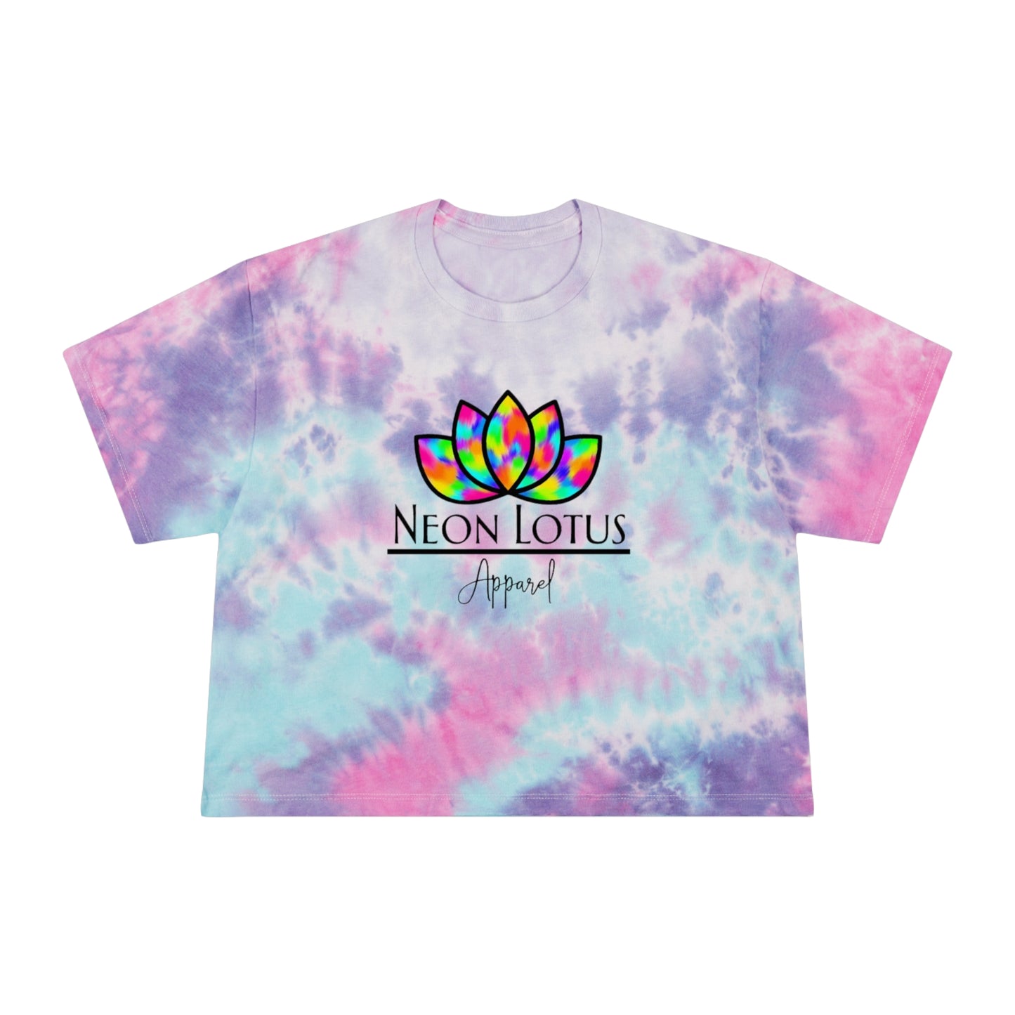 Neon Lotus Logo Tie Dye Crop T-shirt